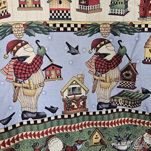 VTG 80s Christmas Sheath Dress Apron Womens Holiday Santa Winter Grandma Birds L - Picture 3 of 9